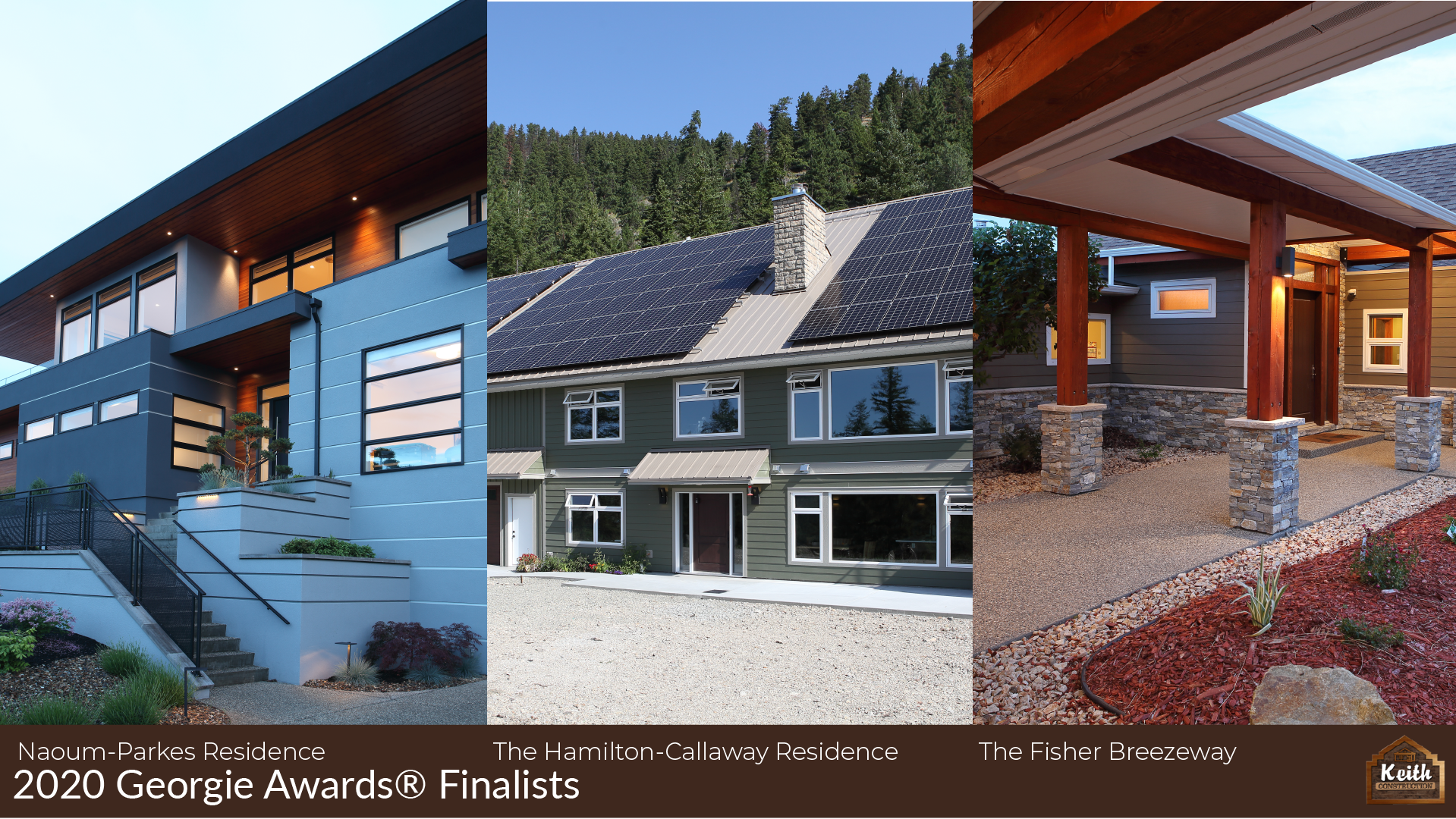 Modern custom home with wood and dark metal siding, large windows, and a spacious driveway, built by Keith Construction in Coldstream, BC.