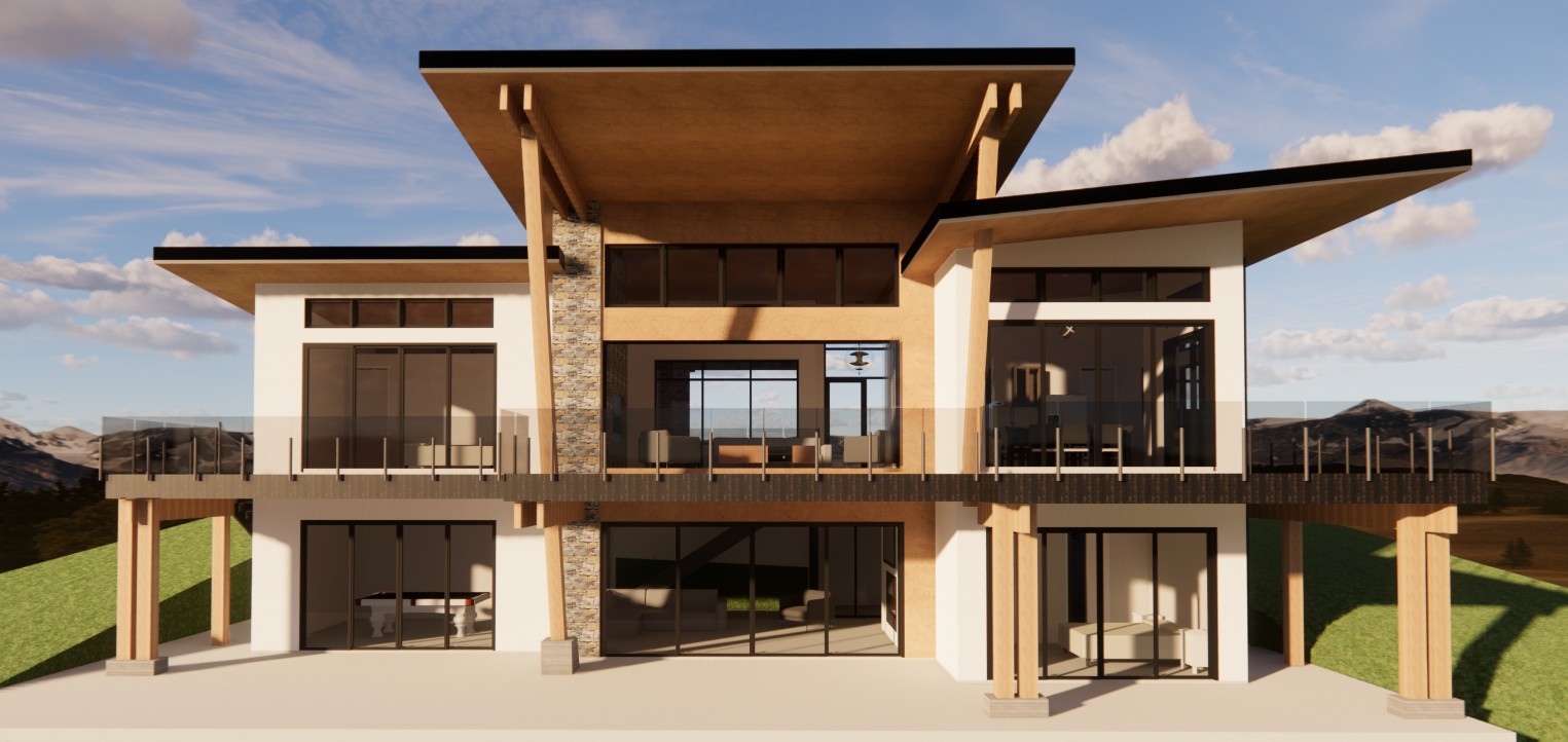 Lakestone Lot 46 custom home rear elevation idea by Okanagan preferred builder Keith Construction